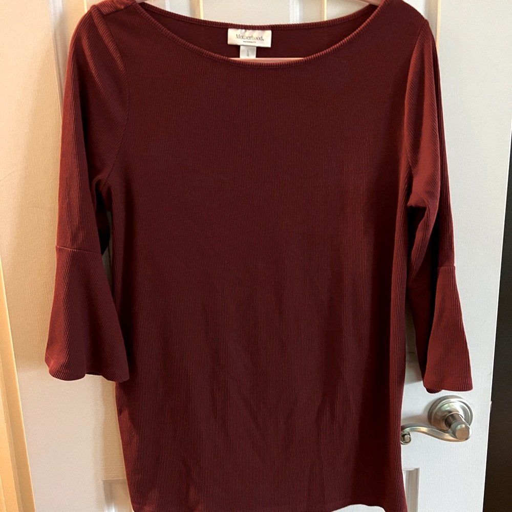 Burgundy sweater bell sleeve maternity